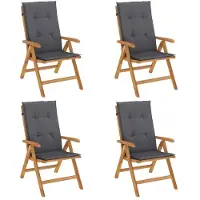 vidaXL Tuinstoelen 4 st verstelbaar met kussens massief teakhout