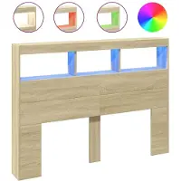 vidaXL Hoofdbordkast met LED-verlichting 140x17x102 cm sonoma eiken
