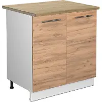 Vicco Keukenonderkast Fame-Line Goudkleurig Eiken/Wit 80 cm goudkleurig eiken werkblad, Model 45576