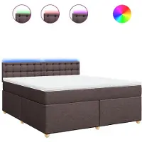 vidaXL Boxspring met matras stof donkerbruin 180x200 cm