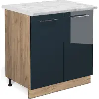 Vicco Fame-Line Keukenonderkast – 80 cm met legplank, WB Marmer Donkerblauw hoogglans