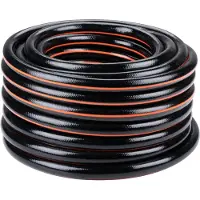 Black & Decker Tuinslang 15 Meter - 19MM - Duurzaam PVC - Tuin Besproeien, Auto Wassen, Zwembad Vullen - Past op Elke Standaard Kraan - Zwart/Oranje