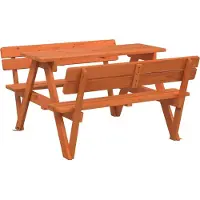 vidaXL Picknicktafel voor 4 kinderen met parasolgat massief vurenhout