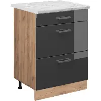 Vicco R-Line Keukenonderkast – 60 cm WB Marmer Antraciet Hoogglans
