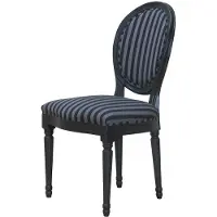 Ebuy24 2 x Rokoko/Amaretta eetkamerstoel, in antiek zwart met zwart gestreepte stof.