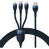 Baseus - Flash - Series 3-in-1 kabel voor snel opladen USB-A naar USB-C / Micro-USB / Lightning 66W 480Mb/s 1,2m blauw