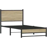 vidaXL Bedframe zonder matras metaal sonoma eikenkleurig 75x190 cm