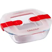 Pyrex Cook & Heat Voedselcontainer Vierkant - Inclusief Deksel - Borosilicaatglas - 14x12 cm - Transparant