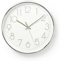 Nedis Wandklok | 300 mm | Kunststof | Wit / Zilver | 1 stuks - CLWA015PC30SR CLWA015PC30SR