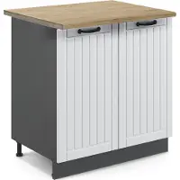 Vicco Keukenonderkast Fame-Line Wit landelijk/Antraciet 80 cm goudkleurig eiken werkblad, Model 45664