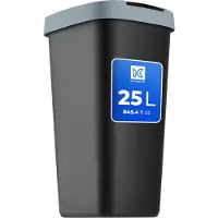 Kadax Vuilnisbak met zwenkdeksel, 25 l, voor afvalscheiding, robuuste kunststof mand (zwart/donkergrijs)