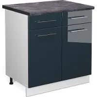 Vicco Keukenonderkast Fame-Line Donkerblauw hoogglans 80 cm , WB Antraciet, Model 49698