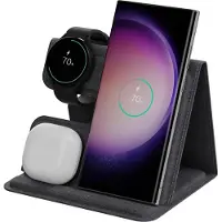IMoshion 3-in-1 Opvouwbare draadloze oplader voor Samsung | Galaxy Phone + Galaxy Buds + Galaxy Watch - Grijs