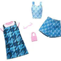 Barbie - Fashion 2-Pack - Blue Denim Dress, Top, And Shorts, Pink Sunglasses And Purse (HRH45)