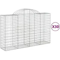 vidaXL Gabionen met boogvorm, 30 stuks, 200x50x120/140 cm, verzinkt staal