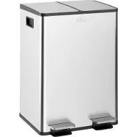 HOMCOM Trash Can-Edelstahl, Kunststoff-45,8L x 36B x 67,6H cm-Silber