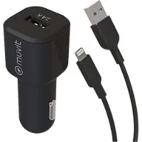 Muvit Pack Chargeur voiture + Câble Lightning 1.2m Noir