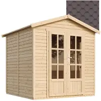 Timbela M351FB+H351FBBROWN - Tuinkantoor - 4,08 m² - 222x233xH233 cm - met vloer en bruine dakpanelen
