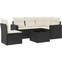 vidaXL 6-delige Loungeset met kussens poly rattan zwart