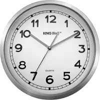 KINGHOFF Serie - Roestvrijstalen Wandklok - 34cm - Stille Mechanisme