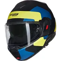 Nolan N120-1 Omocromo N-Com klaphelm, zwart/blauw/geel, maat XL (62)