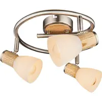 Globo Lighting Plafondlamp Gylfi nikkel met hout 3-lichts