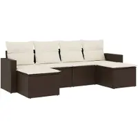 vidaXL 6-delige Loungeset met kussens poly rattan bruin
