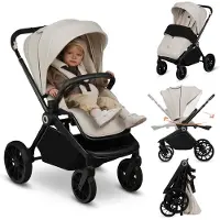 Lionelo Mika Plus Kinderwagen - All-Terrain Wielen - Lichtgewicht - Verstelbare Zitting - XXL Kap met UPF 50+ - Compact Opvouwbaar - Inclusief Accessoires