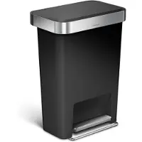 Simplehuman Rechthoekige Pedaalemmer van 45 Liter - Met zakkenhouder - Zwart - Kunststof