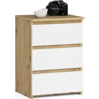 Akord Nachtkastje CL3/40 met 3 Lades / Furniture Factory / Artisan Eik - Wit / 40 x 57 x 35 cm