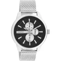 Oozoo Timepieces - Zilverkleurige horloge met zilverkleurige metalen mesh armband - C11016