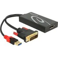 DeLOCK Premium DVI naar DisplayPort 1.2 actieve adapter (4K 30 Hz) / zwart - 0,30 meter