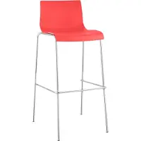 CLP Barkruk Hover kunststof 4-potig frame, met rugleuning, voetsteun chroom/rood