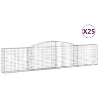 vidaXL Gabionen met boogvorm, 25 stuks, 400x30x80/100 cm, verzinkt staal