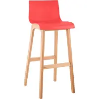 CLP Hover Barkruk - Natura houten frame - Kunststof zitting rood