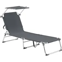 En.casa Zonnebed 'Legorreta' met verstelbaar zonnedak, aluminium frame, afmetingen 189 x 57 x 28 cm, donkergrijs