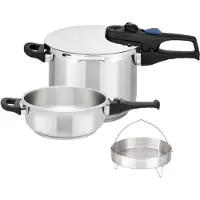 ELO Stahlwaren Steam pressure cooker - - Elo Praktika Plus XL - 18/10 stainless steel - 22 cm - 3 to 6 liters