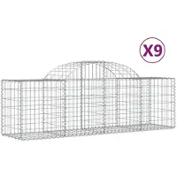 vidaXL Gabionen met boogvorm, 9 stuks, 200x50x60/80 cm, verzinkt staal