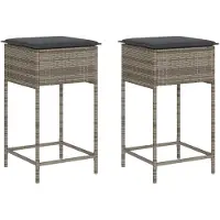 vidaXL Tuinstoelen met kussens, 2 stuks, grijs, polyrotan