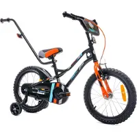 Sun baby Tiger Bike Kinderfiets voor jongens 16 inch Oranje , leeftijd 4 tot 6 jaar, met zijwieltjes, duwstang, handrem