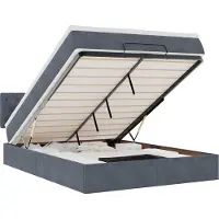 vidaXL Ottoman bed met matras en LED's 140x190cm fluweel donkergrijs