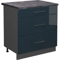 Vicco Fame-Line Onderkasten – 80 cm met 3 laden, WB Antraciet Donkerblauw hoogglans