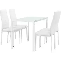 En.casa Eetkamerset eethoek Porvoo 5-delig glas tafel en stoelen wit