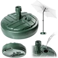 Kadax Parasolstandaard, ronde parasolstandaard, parasolhouder te vullen met zand water of grind, standaard van kunststof voor tuin, terras, strand (versie 1, rond, groen)