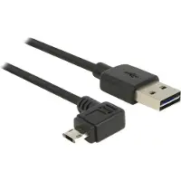 DeLOCK Easy-Micro USB haaks (links/rechts) naar Easy-USB-A kabel - USB2.0 - tot 2A / zwart - 3 meter