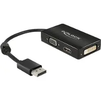 DeLOCK DisplayPort / VGA / HDMI / DVI Adapter [1x DisplayPort stekker - 1x VGA-bus, HDMI-bus, DVI-bus 24+1-polig] Zwart