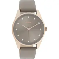Oozoo Timpieces - rosé goudkleurige horloge met taupe leren band - C11047