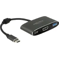 DeLOCK Premium USB-C naar HDMI, USB-A en USB-C PD adapter met DP Alt Mode (4K 30 Hz) / zwart - 0,20 meter