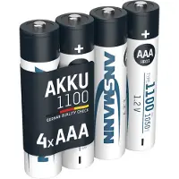 Ansmann Oplaadbare AAA / HR03 Ni-MH Batterijen (4 stuks, min. 1050 mAh)