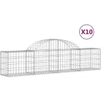 vidaXL Gabionen met boogvorm, 10 stuks, 200x30x40/60 cm, verzinkt staal